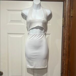 White Halter Cutout Dress